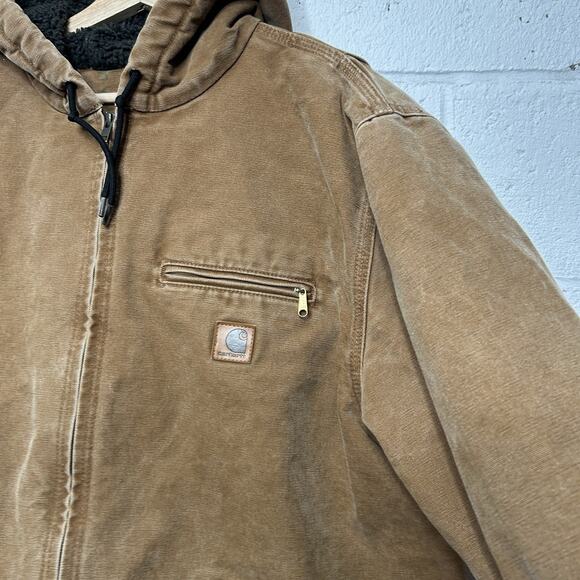 Carhartt Sherpa-Lined Hooded Detroit Jacket “Brown” J141 - Picture 3 of 12